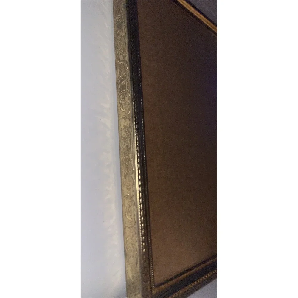 Vintage Hinged Double Photo Picture Frame Gold Tone Metal Mid Century MCM  5x7